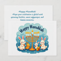 Texte personnalisé Lapin de Hanukkah Menorah