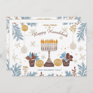 Cartes Pour Fêtes Annuelles Texte personnalisé Menorah Glow : une aquarelle Ha