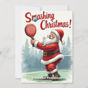 Cartes Pour Fêtes Annuelles 🎾🎄Texte personnalisé, Smash Shot de Santa