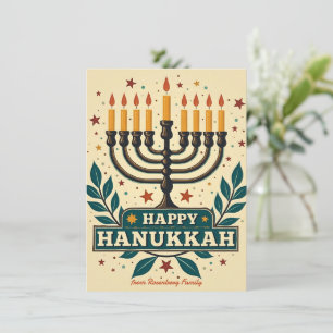 Cartes Pour Fêtes Annuelles Texte personnalisé vintage Golden Glow Hanukkah