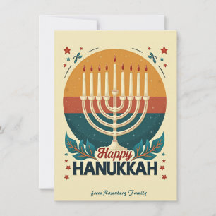 Cartes Pour Fêtes Annuelles Texte personnalisé vintage Joyeux Hanukkah✡️,