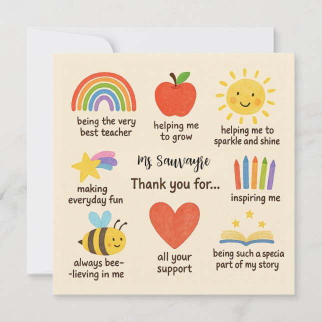 Cartes Pour Fêtes Annuelles Thank You For Everything Teaching Assistant  (Devant)
