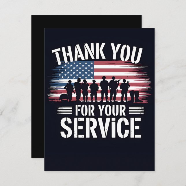 Cartes Pour Fêtes Annuelles Thank You for Your Service: Veterans Day 2025  (Devant / Derrière)