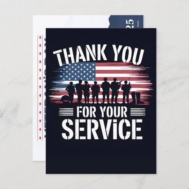 Cartes Pour Fêtes Annuelles Thank You for Your Service: Veterans Day 2025  Hol (Devant / Derrière)