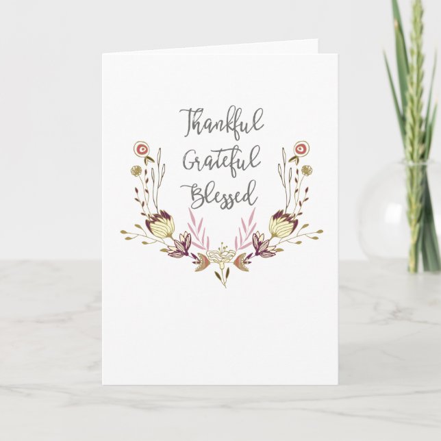 Cartes Pour Fêtes Annuelles Thankful Grateful Blessed Thanksgiving (Devant)
