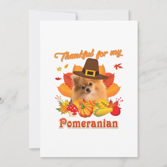 Cartes Pour Fêtes Annuelles Thankful My Pomeranian Dog Thanksgiving Im Pumpki (Devant)