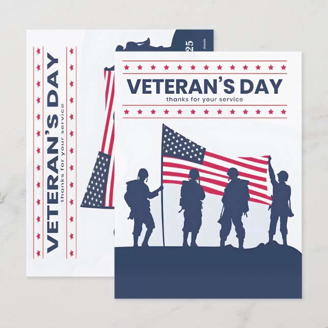 Cartes Pour Fêtes Annuelles Thanks for your services, Veterans Day! 2025 (Devant / Derrière)