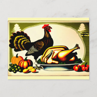 Cartes Pour Fêtes Annuelles Thanksgiving 1910 Retro Turkey Before and After