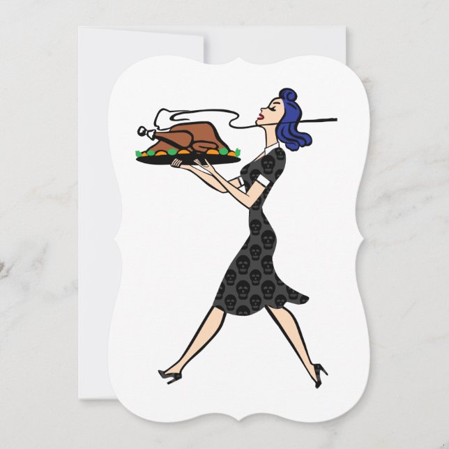 Cartes Pour Fêtes Annuelles thanksgiving 1950 goth ménagère (Devant)