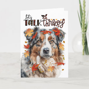 Cartes Pour Fêtes Annuelles Thanksgiving Australian Shepherd Dog Talk Turkey