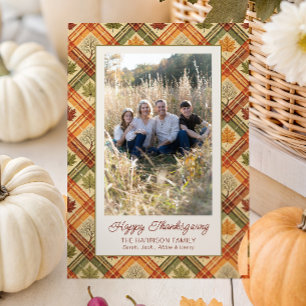 Cartes Pour Fêtes Annuelles Thanksgiving Automne Automne Plaid Photo