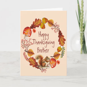Cartes Pour Fêtes Annuelles Thanksgiving Autumn Squirrel Wreath Brother