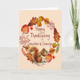 Cartes Pour Fêtes Annuelles Thanksgiving Autumn Wreath Grand-mère et grand-pèr