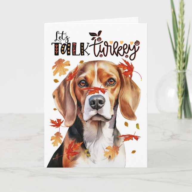 Cartes Pour Fêtes Annuelles Thanksgiving Beagle Dog Parlons Turquie (Devant)