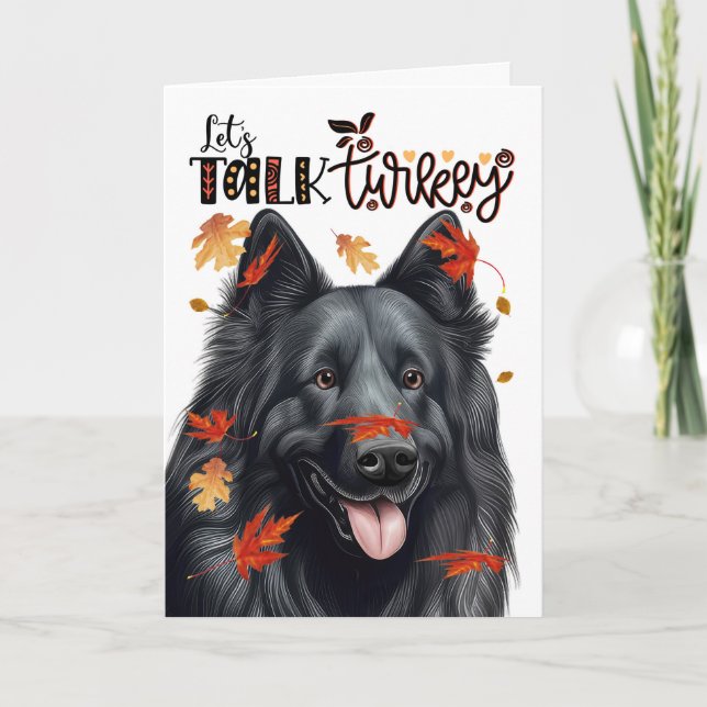 Cartes Pour Fêtes Annuelles Thanksgiving Belgian Sheepdog Parlons Turquie (Devant)
