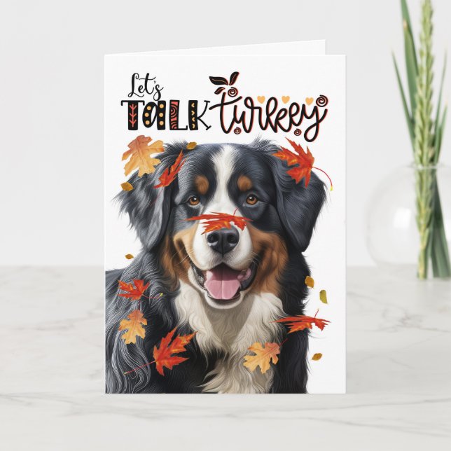 Cartes Pour Fêtes Annuelles Thanksgiving Bernese Mountain Dog Parle Turquie (Devant)