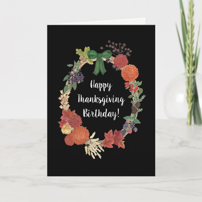 Cartes Pour Fêtes Annuelles Thanksgiving Birthday Fall Wreath to Personnalize (Devant)