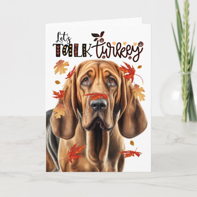 Cartes Pour Fêtes Annuelles Thanksgiving Bloodhound Dog Parlons Turquie (Devant)