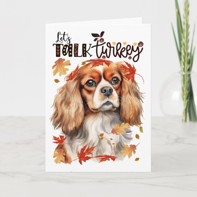 Cartes Pour Fêtes Annuelles Thanksgiving Cavalier King Charles Chien Parler Tu (Devant)