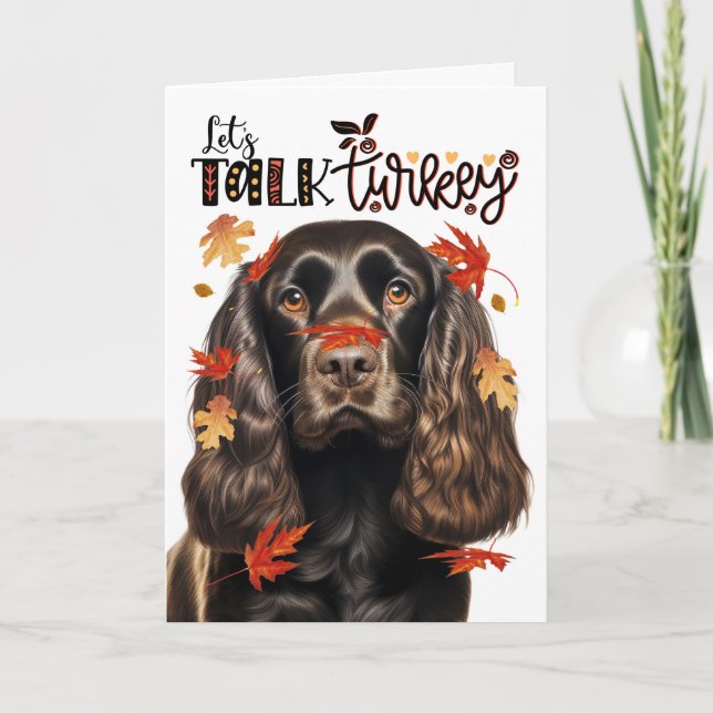 Cartes Pour Fêtes Annuelles Thanksgiving Chocolate Cocker Parlons Turquie (Devant)