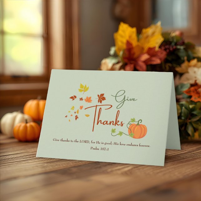 Cartes Pour Fêtes Annuelles Thanksgiving chrétien personnalisé | Nom de famill (Créateur téléchargé)