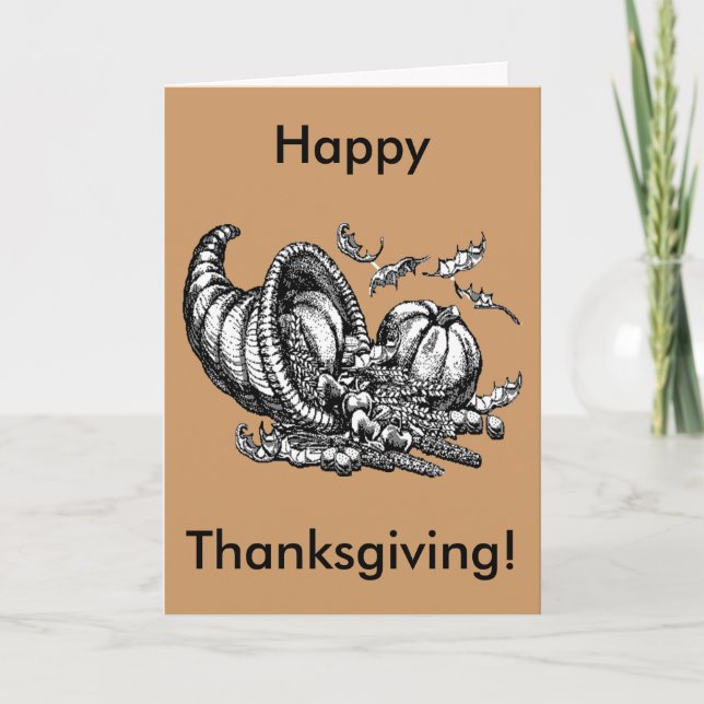 Cartes Pour Fêtes Annuelles Thanksgiving Cornucopia Art Custom Message Wish (Devant)