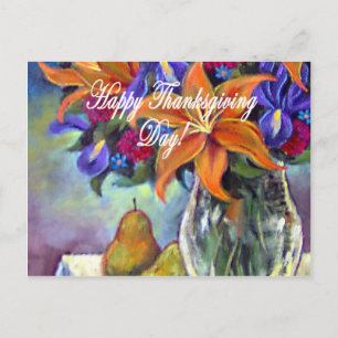 Cartes Pour Fêtes Annuelles Thanksgiving Day Flowers & Pears Peinture - Multi