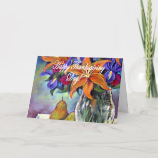 Cartes Pour Fêtes Annuelles Thanksgiving Day Flowers & Pears Peinture - Multi
