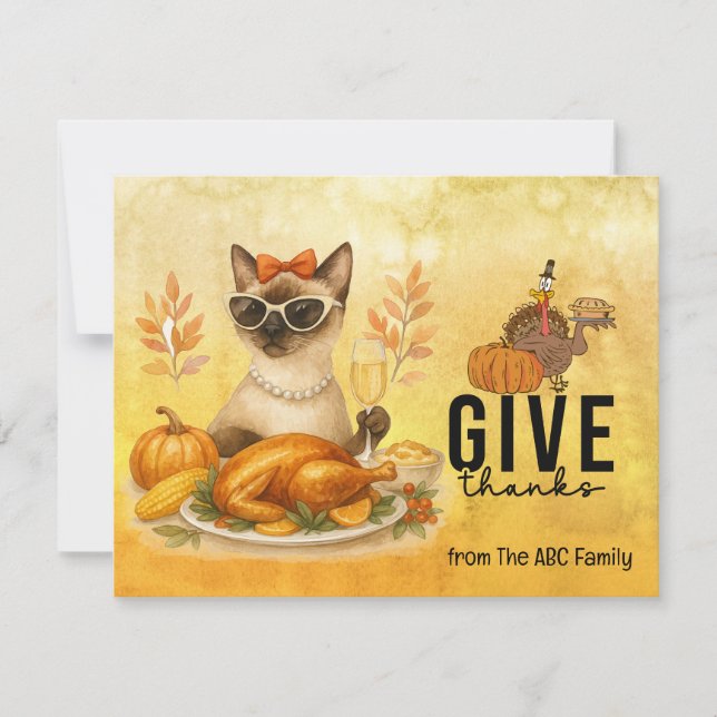 Cartes Pour Fêtes Annuelles Thanksgiving Day for Cat Lovers Holiday Card  (Devant)