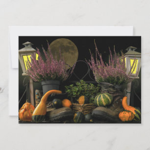 Cartes Pour Fêtes Annuelles Thanksgiving Day Scene with Bench and Fall Harvest