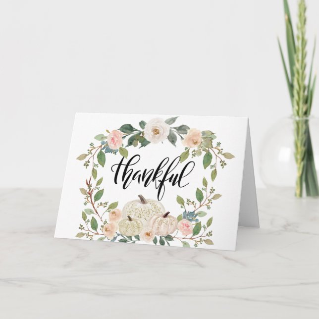 Cartes Pour Fêtes Annuelles Thanksgiving Elegant Pastel Floral Inspirational (Devant)