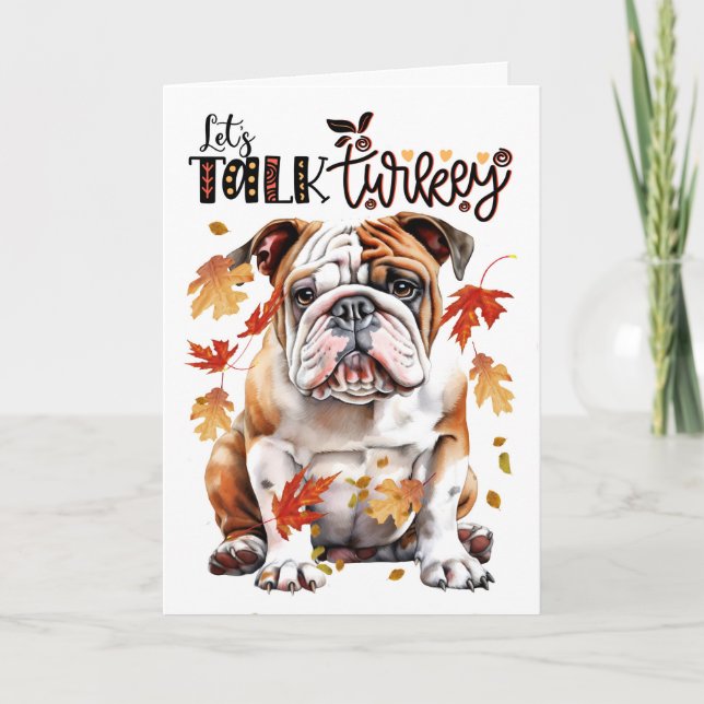Cartes Pour Fêtes Annuelles Thanksgiving English Buldog Parlons Turquie (Devant)