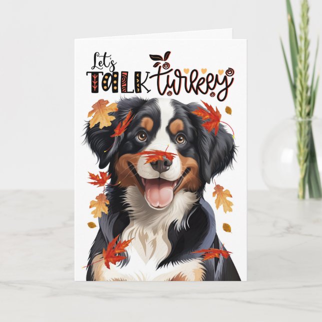 Cartes Pour Fêtes Annuelles Thanksgiving Entlebucher Mountain Dog Talk Turkey (Devant)