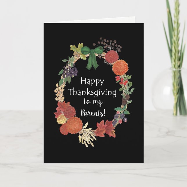 Cartes Pour Fêtes Annuelles Thanksgiving Fall Wreath to Parents (Devant)