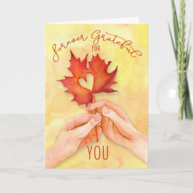 Cartes Pour Fêtes Annuelles Thanksgiving Forever Grateful pour vous l'érable (Devant)