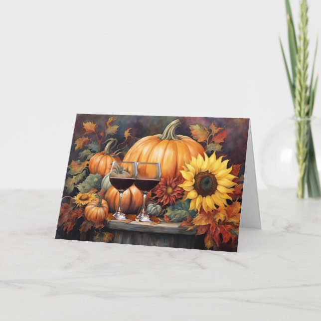 Cartes Pour Fêtes Annuelles Thanksgiving Général avec Cute de vin Drôle (Devant)