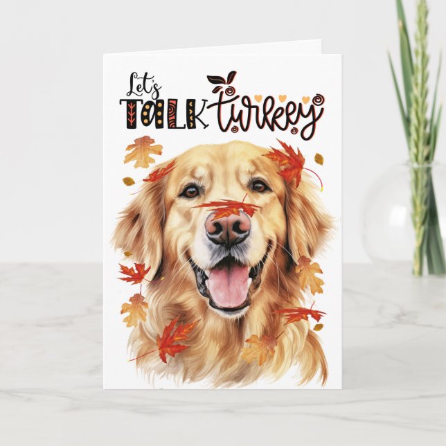 Cartes Pour Fêtes Annuelles Thanksgiving Golden Retriever Dog Parlons Turquie (Devant)