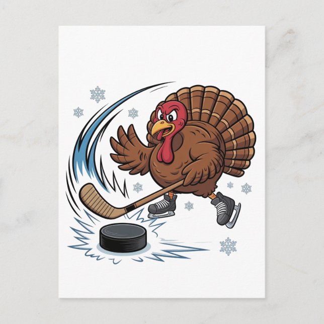 Cartes Pour Fêtes Annuelles Thanksgiving Hockey sur glace Hockey Turquie Gobbl (Devant)