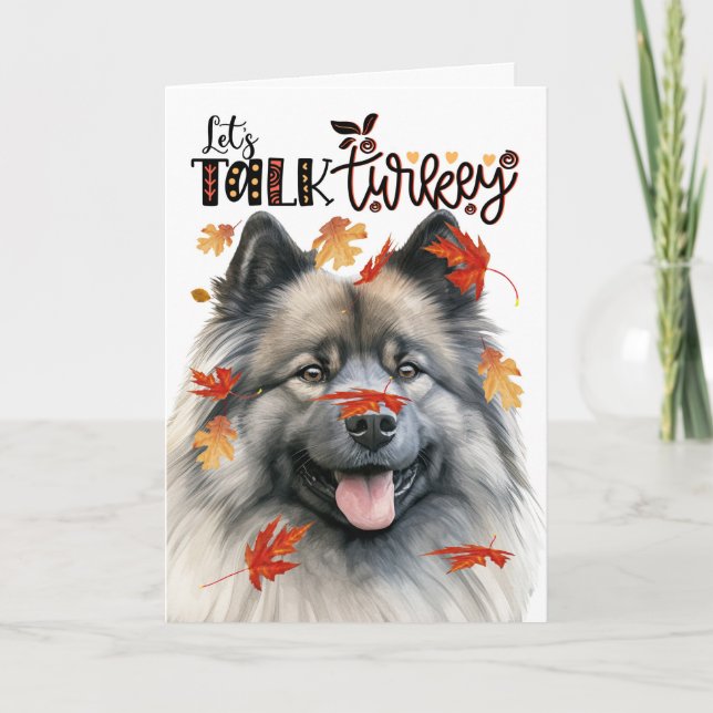 Cartes Pour Fêtes Annuelles Thanksgiving Keeshond Dog Parlons de Turquie (Devant)