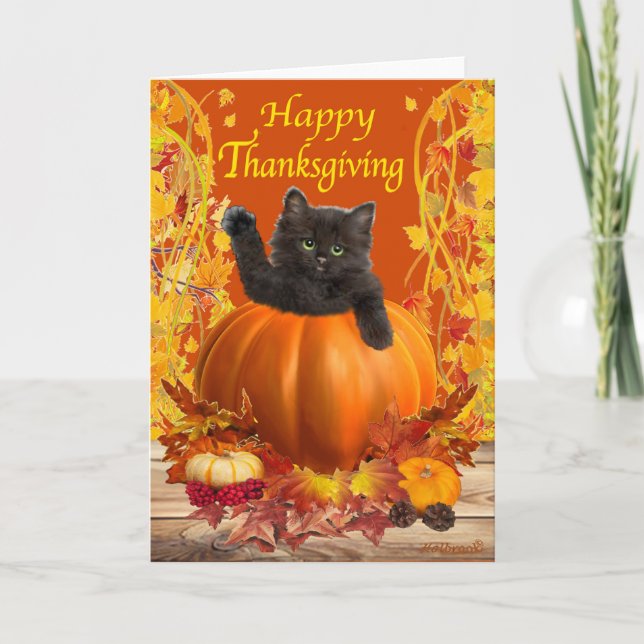 Cartes Pour Fêtes Annuelles Thanksgiving Kitty (Devant)