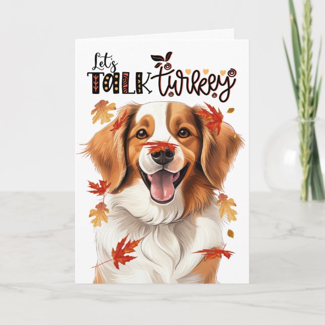 Cartes Pour Fêtes Annuelles Thanksgiving Kooikerhondje Chien Parlons Turquie (Devant)