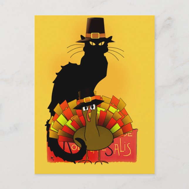 Cartes Pour Fêtes Annuelles Thanksgiving Le Conversation Noir avec le pèlerin  (Devant)