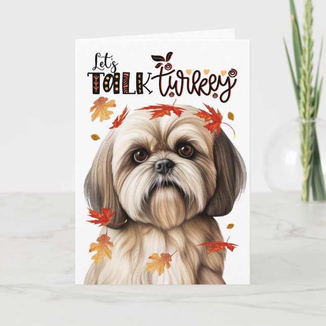 Cartes Pour Fêtes Annuelles Thanksgiving Lhasa Apso Parlons Turquie (Devant)