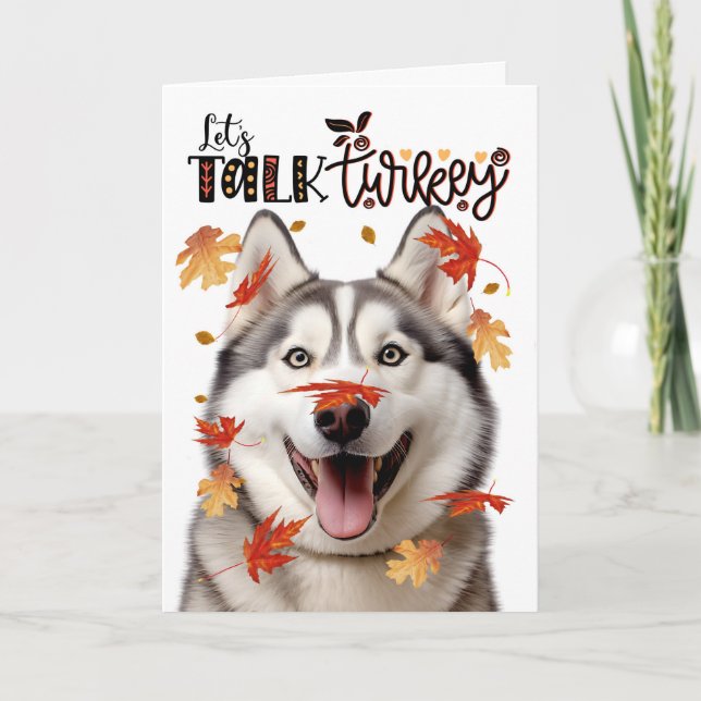 Cartes Pour Fêtes Annuelles Thanksgiving Malamute Dog Parlons Turquie (Devant)