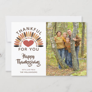 Cartes Pour Fêtes Annuelles Thanksgiving MERCI POUR VOUS Photo de coeur