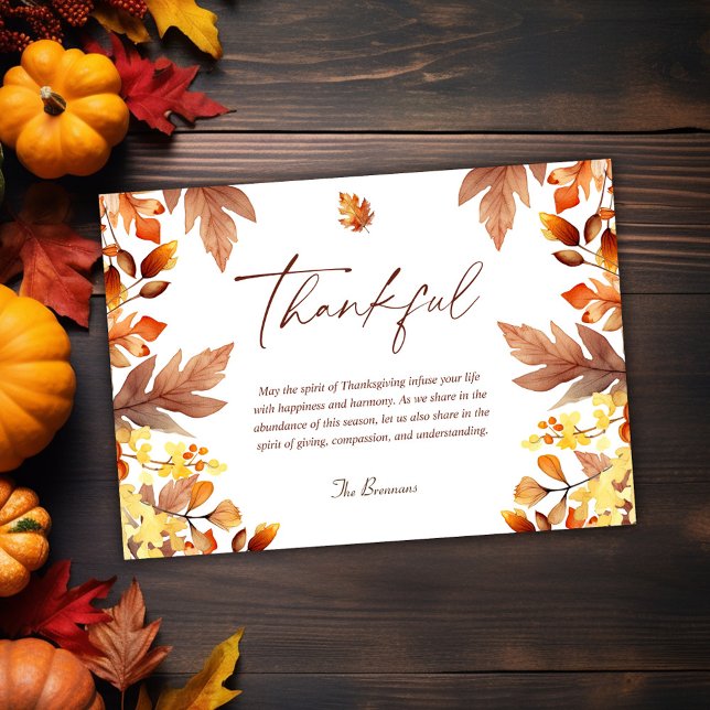 Cartes Pour Fêtes Annuelles Thanksgiving moderne (Modern Thankful Thanksgiving Holiday Card)