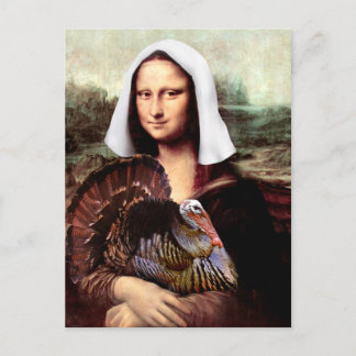 Cartes Pour Fêtes Annuelles Thanksgiving Mona Lisa Pilgrie avec la Turquie