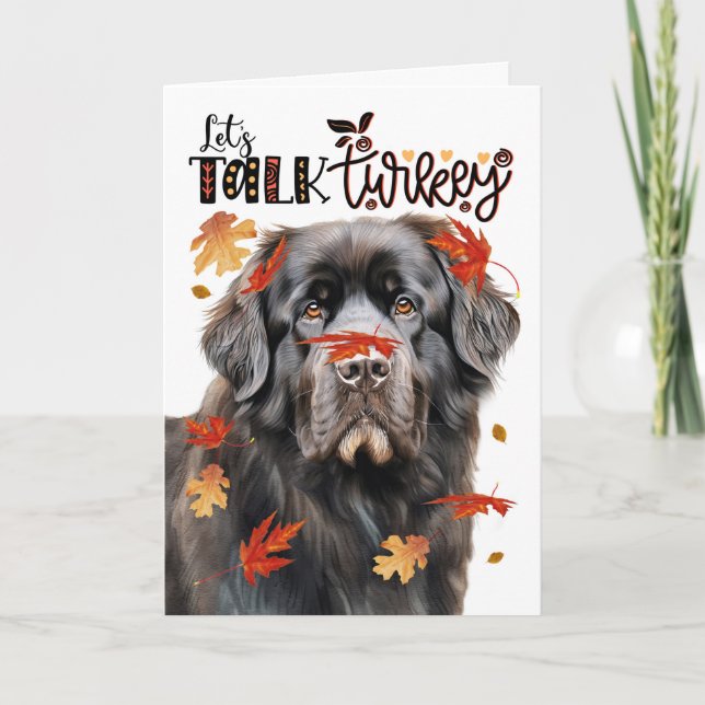 Cartes Pour Fêtes Annuelles Thanksgiving Newfoundland Dog Parlons Turquie (Devant)