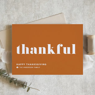 Cartes Pour Fêtes Annuelles Thanksgiving Orange Retro Typographie