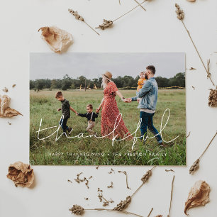 Cartes Pour Fêtes Annuelles Thanksgiving, photo de famille minimaliste